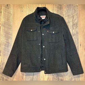 Levi's Strauss & Co Mens Gray Wool Blend Heavy Military Jacket Charcoal Small!
